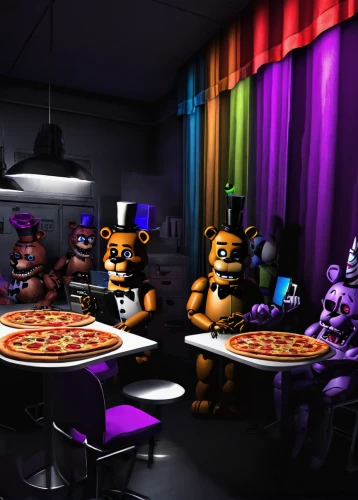 pizzeria,3d render,diner,family dinner,3d rendered,raccoons,pizza service,dinner party,nightclub,nightshade family,order pizza,family gathering,a party,the bears,retro diner,drinking party,team meeting,informal meeting,the pizza,birthday party,Conceptual Art,Sci-Fi,Sci-Fi 10
