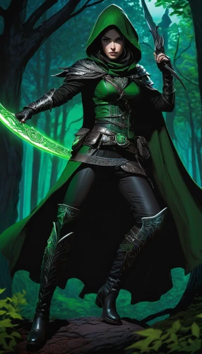 patrol,aaa,cleanup,quarterstaff,doctor doom,robin hood,hooded man,jedi,cg artwork,darth wader,aa,grimm reaper,awesome arrow,assassin,lightsaber,green,defense,green aurora,dodge warlock,green background,Illustration,Black and White,Black and White 12