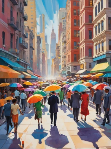 colorful city,world digital painting,oil painting on canvas,large market,city scape,market,the market,oil painting,art painting,janome chow,umbrellas,street scene,italian painter,overhead umbrella,man with umbrella,souk,hong kong,watercolor painting,china town,watercolor shops,Illustration,Vector,Vector 07