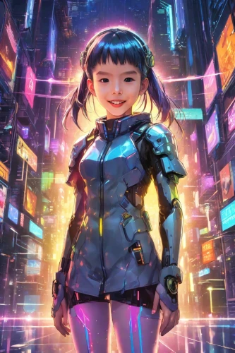 cyberpunk,futuristic,ursa,vector girl,cyborg,cyber,scifi,cg artwork,sci fiction illustration,luminous,metropolis,world digital painting,bjork,nova,valerian,kyi-leo,kid hero,taipei,nico,jacket,Digital Art,Anime