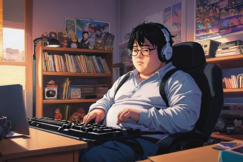 girl at the computer,night administrator,man with a computer,computer,computer addiction,desk,computer freak,girl studying,anime 3d,study,animator,in a working environment,mousepad,workspace,writer,gamer,personal computer,office worker,computer game,gamer zone,Art,Classical Oil Painting,Classical Oil Painting 14