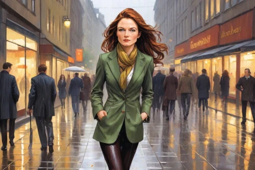 woman walking,woman in menswear,overcoat,pedestrian,a pedestrian,woman shopping,businesswoman,girl walking away,bussiness woman,sprint woman,white-collar worker,woman thinking,oil painting on canvas,the girl at the station,business woman,oil painting,women fashion,girl in a long,long coat,women clothes,Digital Art,Comic