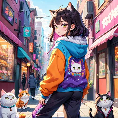 street cat,anime japanese clothing,alley cat,cat's cafe,shopping street,colorful city,stray cat,colorful background,shibuya,dog street,strolling,walk,pet shop,nyan,cat supply,alley,cat lovers,cat mom,akita inu,pet supply,Anime,Anime,General