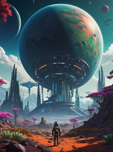 futuristic landscape,alien planet,alien world,gas planet,mushroom landscape,cosmos field,planet eart,desert planet,planet,terraforming,scifi,sci fiction illustration,planet alien sky,fantasy landscape,exoplanet,red planet,sci fi,space art,planet mars,colony,Conceptual Art,Fantasy,Fantasy 10