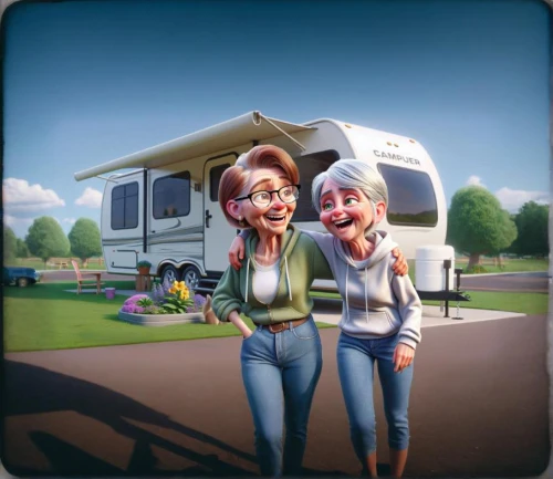 motorhomes,campground,rving,motorhome,caravanning,travel trailer poster,travel trailer,3d model,recreational vehicle,house trailer,cute cartoon image,3d render,tourist camp,game illustration,rv,campers,campsite,camper,life stage icon,gmc motorhome