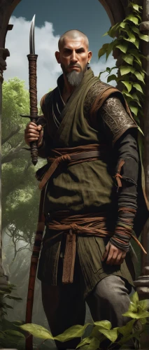 monk,dwarf sundheim,goki,xing yi quan,male character,quarterstaff,male elf,the wanderer,dane axe,shuanghuan noble,samurai,indian monk,mercenary,swordsman,shaolin kung fu,samurai fighter,yi sun sin,barbarian,blade of grass,nördlinger ries,Art,Classical Oil Painting,Classical Oil Painting 21