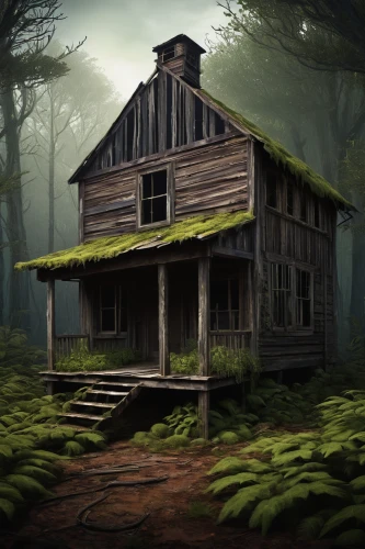 house in the forest,witch house,abandoned house,lonely house,witch's house,log home,wooden house,abandoned place,old home,ancient house,creepy house,log cabin,old house,lostplace,farmstead,little house,homestead,haunted house,the haunted house,small house,Illustration,Retro,Retro 22