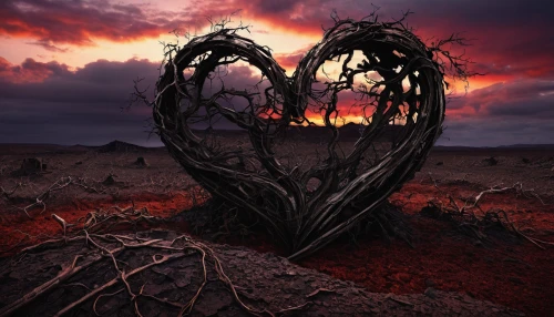 scorched earth,uprooted,tree heart,broken tree,broken-heart,crown of thorns,dead wood,burnt tree,broken heart,photo manipulation,wood heart,circulatory,dead tree,lost love,ghost forest,fire heart,crooked forest,photomanipulation,wooden heart,fallen tree,Illustration,Black and White,Black and White 19