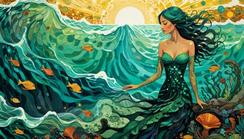 mermaid background,green mermaid scale,siren,the sea maid,the wind from the sea,water nymph,emerald sea,mermaid,exploration of the sea,ocean,sirens,rusalka,sea fantasy,sea,god of the sea,el mar,sea breeze,open sea,tidal wave,ocean waves,Illustration,Vector,Vector 08