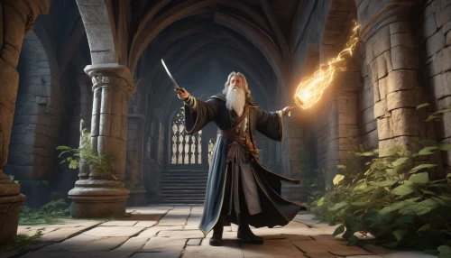 gandalf,wizard,the wizard,albus,heroic fantasy,elven,thorin,games of light,male elf,lord who rings,wizards,the abbot of olib,light bearer,fantasy picture,mage,sorceress,magus,flickering flame,wizardry,quarterstaff,Art,Classical Oil Painting,Classical Oil Painting 01