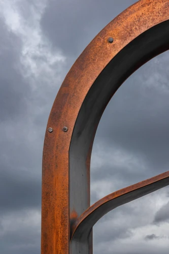 corten steel,steel sculpture,steel construction,rusting,steel tube,metal rust,metal railing,iron construction,handrail,rusted,falkirk wheel,steel pipes,steel pipe,horseshoes,wooden rings,semi circle arch,round arch,square steel tube,metal segments,helmling,Conceptual Art,Sci-Fi,Sci-Fi 10