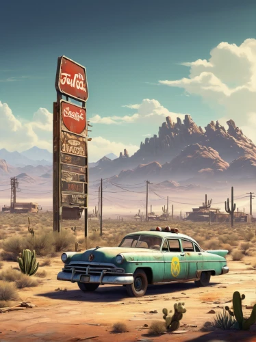 route 66,route66,drive in restaurant,pioneertown,retro diner,wild west hotel,truck stop,wasteland,car hop,barstow,fallout4,electric gas station,radiator springs racers,motel,wild west,gas-station,fallout,mojave,e-gas station,drive-in,Conceptual Art,Daily,Daily 12