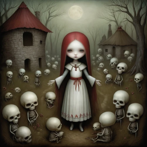 gothic portrait,gothic woman,little red riding hood,red riding hood,the haunted house,danse macabre,marionette,dead bride,dark art,haunted house,porcelain dolls,vampire lady,vampire woman,dance of death,gothic,all saints' day,redhead doll,voodoo doll,the little girl,days of the dead,Illustration,Abstract Fantasy,Abstract Fantasy 06