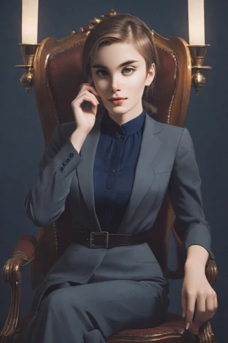 business woman,businesswoman,elegant,business girl,navy suit,ceo,elegance,secretary,victoria smoking,victorian lady,executive,victorian,woman sitting,dark suit,sitting on a chair,female doll,veronica,woman in menswear,pantsuit,femme fatale,Photography,Realistic