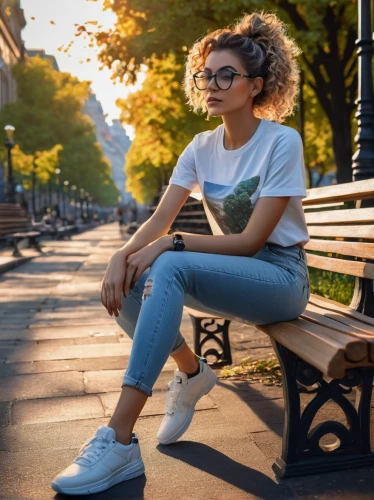 girl sitting,girl in t-shirt,woman sitting,park bench,relaxed young girl,menswear for women,girl in a long,long-sleeved t-shirt,bench,man on a bench,women fashion,outdoor bench,women clothes,portrait background,girl in a historic way,city ​​portrait,girl portrait,girl studying,female model,isolated t-shirt,Photography,General,Fantasy