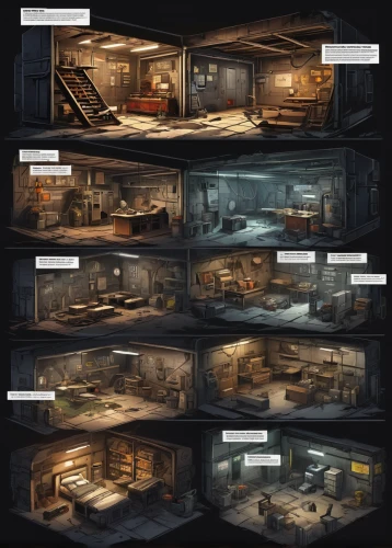 fallout shelter,rooms,backgrounds,the morgue,sci fi surgery room,concept art,dormitory,basement,development concept,storage,cold room,warehouse,an apartment,abandoned room,accommodations,fallout4,wade rooms,vault,capsule hotel,attic,Unique,Design,Infographics