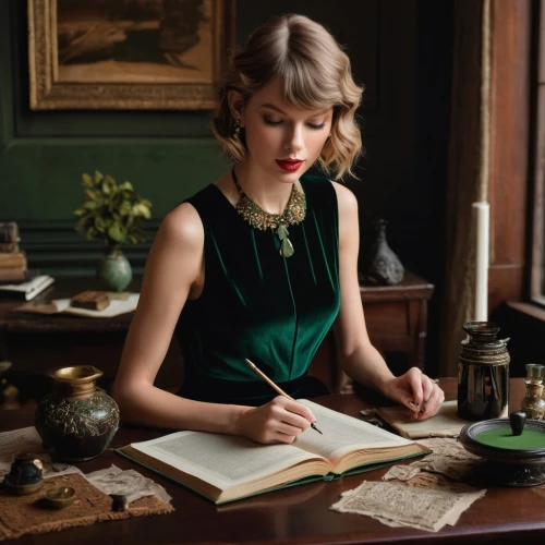 green dress,in green,learn to write,green folded paper,to write,green,enchanting,pine green,writing accessories,writing articles,girl studying,twenties of the twentieth century,women's novels,writing-book,green wallpaper,elegant,vanity fair,girl in a historic way,handwriting,emerald,Conceptual Art,Fantasy,Fantasy 09