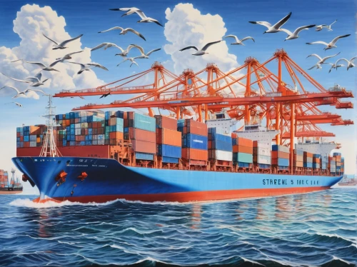 container cranes,shipping industry,arnold maersk,container ship,container carrier,a container ship,arthur maersk,container vessel,container crane,shipping crane,container terminal,container port,container transport,container freighter,crane vessel (floating),logistics ship,ship traffic jams,harbor cranes,port cranes,a cargo ship,Conceptual Art,Daily,Daily 17