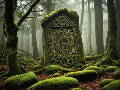 druid stone,tombstones,gravestones,grave stones,celtic cross,the grave in the earth,tombstone,runestone,jew cemetery,forest cemetery,old graveyard,burial ground,patrol,aaa,resting place,headstone,graveyard,carved stone,gravestone,viking grave,Illustration,American Style,American Style 04