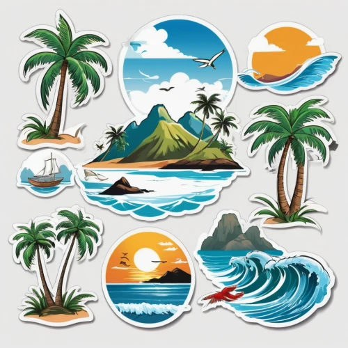 summer clip art,summer icons,palm tree vector,clipart sticker,honolulu,islands,nautical clip art,icon set,background vector,ice cream icons,vector images,napali,coconut trees,kauai,fruits icons,houses clipart,tropical sea,molokai,tropical island,vector graphics,Unique,Design,Sticker