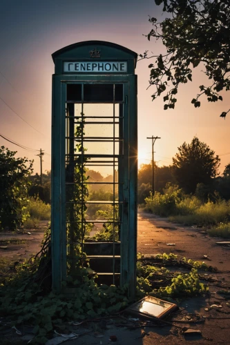 telephone booth,phone booth,payphone,pay phone,telephone,telephone pole,landline,telephony,anachronism,tardis,telecommunication,newspaper box,telecommunications,calling,viewphone,abandoned,telephone hanging,diving bell,video-telephony,letter box,Conceptual Art,Sci-Fi,Sci-Fi 17