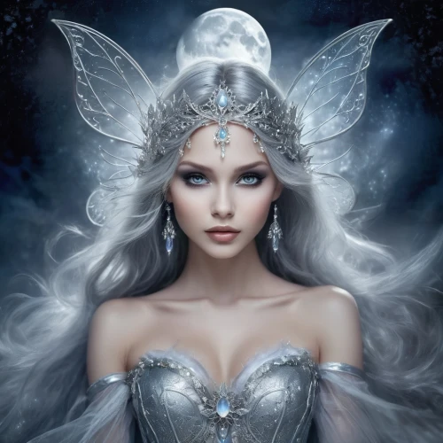 the snow queen,ice queen,white rose snow queen,fairy queen,fantasy art,faery,ice princess,fantasy portrait,faerie,fantasy woman,fantasy picture,fairy tale character,queen of the night,blue enchantress,suit of the snow maiden,the enchantress,evil fairy,sorceress,mystical portrait of a girl,fantasy girl,Illustration,Realistic Fantasy,Realistic Fantasy 02