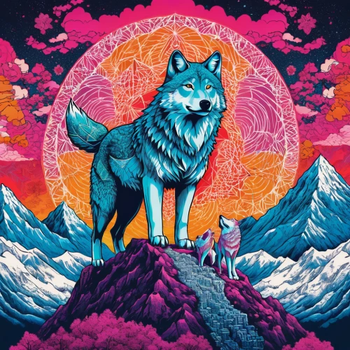 wolves,wolf,howling wolf,coyote,two wolves,constellation wolf,wolf's milk,dog illustration,wolf couple,fox,wolf bob,howl,digital illustration,himalaya,wallpapers,a fox,tapestry,gsd,digital artwork,ipê-purple,Illustration,Japanese style,Japanese Style 04