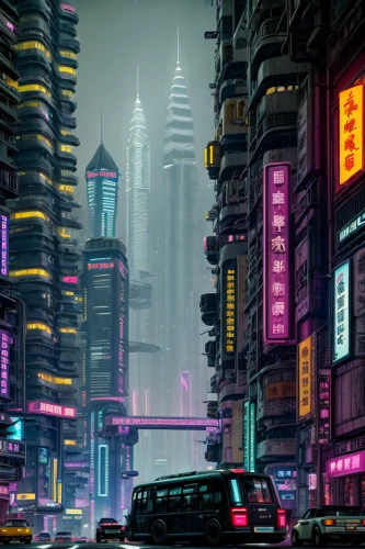 shanghai,cyberpunk,hong kong,futuristic landscape,cityscape,metropolis,futuristic,kowloon,fantasy city,city at night,dystopian,shinjuku,dubai,tokyo city,city blocks,taipei,city scape,evening city,tokyo,colorful city