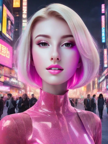 barbie,magenta,cyberpunk,pink-purple,futuristic,pixie-bob,world digital painting,barbie doll,pink lady,pink beauty,purple and pink,pink diamond,cosmopolitan,cosmetic,metropolis,cyberspace,pink dawn,cinema 4d,pink,anime 3d