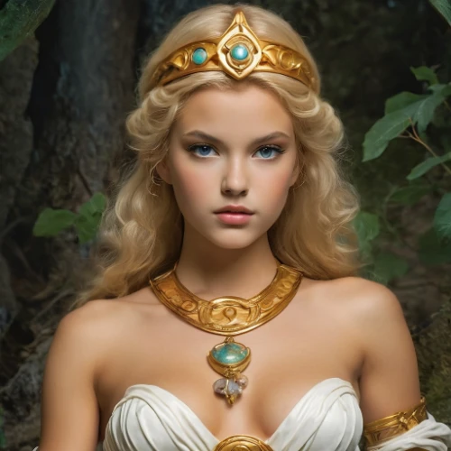 bridal jewelry,aphrodite,diadem,priestess,celtic woman,gold jewelry,fantasy woman,the enchantress,cybele,celtic queen,fantasy portrait,cleopatra,jewelry,fantasy art,necklace with winged heart,athena,thracian,princess crown,sorceress,fantasy picture