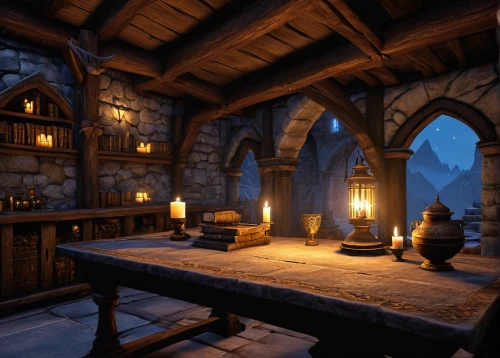 tavern,castle iron market,candlemaker,apothecary,fireplaces,collected game assets,wooden beams,medieval,hearth,devilwood,medieval town,northrend,medieval architecture,rathauskeller,wine tavern,stalls,dungeons,marketplace,portcullis,candlelights,Illustration,Retro,Retro 18