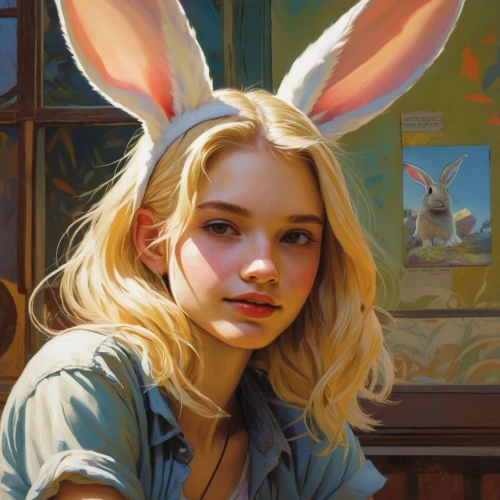 bunny,painting easter egg,rabbit ears,little bunny,white rabbit,rabbit,no ear bunny,rabbits,easter theme,easter bunny,bunnies,white bunny,bun,little rabbit,fantasy portrait,hare,gray hare,painting eggs,girl portrait,wood rabbit,Conceptual Art,Fantasy,Fantasy 18