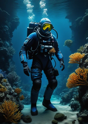 aquanaut,underwater diving,scuba,scuba diving,underwater background,divemaster,diving equipment,deep sea diving,marine tank,dry suit,ocean underwater,underwater landscape,diving helmet,buoyancy compensator,ocean floor,marine life,reef tank,undersea,sea life underwater,coral guardian,Art,Classical Oil Painting,Classical Oil Painting 43