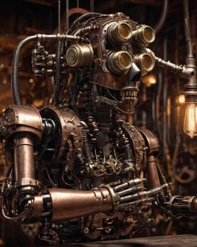 endoskeleton,steampunk,cybernetics,industrial robot,chatbot,chat bot,machine learning,social bot,robotic,biomechanical,mechanical,scrap sculpture,artificial intelligence,c-3po,bot,scrap iron,war machine,robot,clockmaker,scrap collector,Conceptual Art,Sci-Fi,Sci-Fi 09