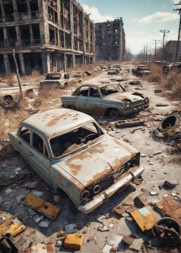 pripyat,scrapyard,salvage yard,car cemetery,junkyard,demolition derby,rusty cars,post apocalyptic,car scrap,junk yard,fallout4,scrapped car,scrap yard,wasteland,abandoned car,the wreck of the car,destroyed city,post-apocalyptic landscape,scrap car,post-apocalypse,Unique,3D,Panoramic