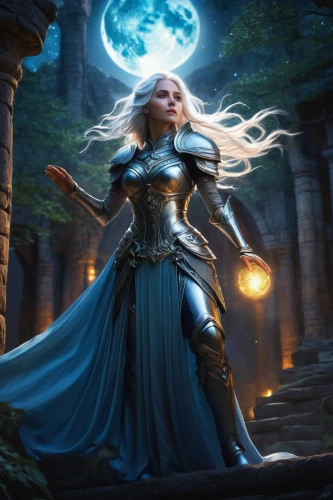 blue enchantress,sorceress,heroic fantasy,fantasy picture,fantasy art,fantasy woman,the enchantress,goddess of justice,fantasy portrait,female warrior,cg artwork,dark elf,celtic queen,celtic woman,zodiac sign libra,defense,mage,show off aurora,summoner,arcanum,Art,Classical Oil Painting,Classical Oil Painting 10