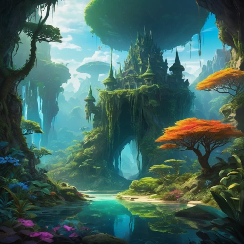 fantasy landscape,underwater oasis,fairy world,underwater landscape,mushroom landscape,fairy forest,mushroom island,fairy village,3d fantasy,fantasy picture,fantasy world,fantasy art,underwater playground,aquarium,underwater background,coral reef,lagoon,enchanted forest,underwater world,elven forest,Art,Artistic Painting,Artistic Painting 41