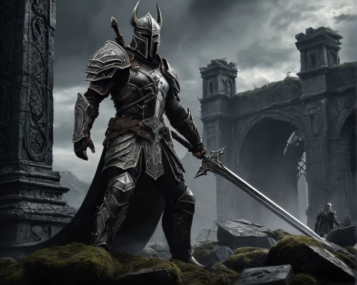 dark elf,crusader,massively multiplayer online role-playing game,heroic fantasy,templar,paladin,lone warrior,excalibur,warlord,knight armor,fantasy warrior,dane axe,cullen skink,castleguard,norse,the archangel,huntress,dunun,skyrim,alaunt,Conceptual Art,Fantasy,Fantasy 33