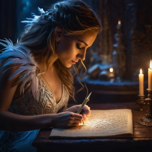 drawing with light,candlemaker,candlelight,divination,candlelights,mystical portrait of a girl,sparkler writing,fantasy picture,quill pen,fairytales,fairy tale character,enchanting,cinderella,love letter,to write,learn to write,burning candle,fantasy art,fairy tales,light of art,Photography,General,Fantasy