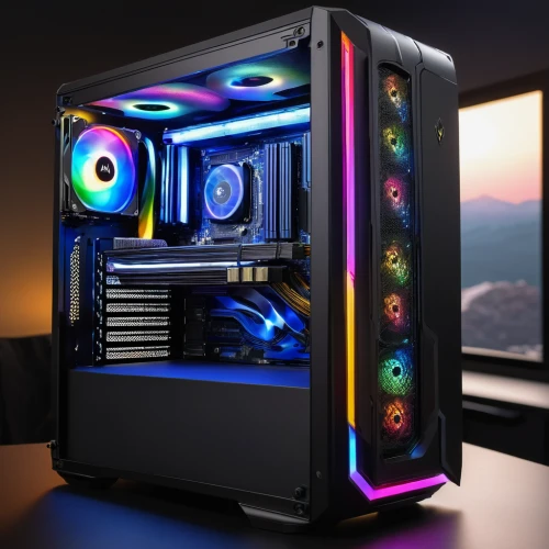 fractal design,pc,pc tower,desktop computer,colorful light,barebone computer,computer case,computer workstation,pc speaker,computer art,compute,colorful glass,muscular build,3d render,cube love,3d rendered,colored lights,techno color,prism,pro 50,Illustration,Children,Children 03