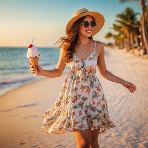 woman with ice-cream,ice cream cone,womans seaside hat,summer items,ice cream stand,ice cream maker,milkshake,beach background,walk on the beach,sun hat,ice-cream,summer hat,ice cream van,high sun hat,ice creams,ice cream,summer feeling,ordinary sun hat,sweet ice cream,summer background,Conceptual Art,Daily,Daily 08