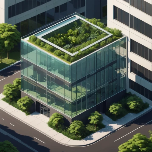 glass building,office building,glass wall,grass roof,glass roof,glass facade,office buildings,cubic house,terrarium,modern office,isometric,greenhouse,glass facades,structural glass,frame house,cube house,glass blocks,modern building,roof garden,offices,Illustration,Abstract Fantasy,Abstract Fantasy 05