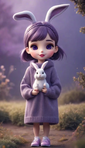 little bunny,white rabbit,gray hare,cute cartoon character,agnes,little rabbit,bunny,cottontail,rabbits,white bunny,rabbit,thumper,easter bunny,easter background,european rabbit,no ear bunny,easter theme,cute cartoon image,3d render,clay animation,Photography,Cinematic