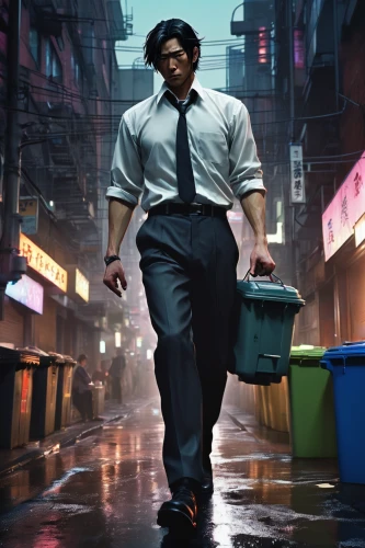 white-collar worker,kingpin,walking man,waste collector,mass,janitor,warehouseman,blue-collar worker,briefcase,garbage collector,shoeshine boy,sales man,business man,rubbish collector,big hero,delivery man,male character,a black man on a suit,black businessman,john doe,Conceptual Art,Fantasy,Fantasy 01