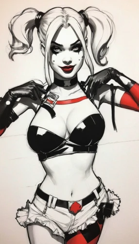 harley quinn,harley,black widow,queen of hearts,vampire woman,vampire lady,super heroine,widow,vampira,cruella,pencils,poison,spawn,red hood,background ivy,harnessed,rubber doll,comiccon,mono-line line art,coloring outline,Conceptual Art,Fantasy,Fantasy 10