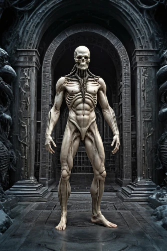 greyskull,primitive man,hall of the fallen,petrification,biomechanical,tomb figure,body building,body-building,3d man,muscular system,mausoleum ruins,skeleton,stone man,skeletal,frankenstein,digital compositing,humanoid,bodybuilder,effigy,skeleltt