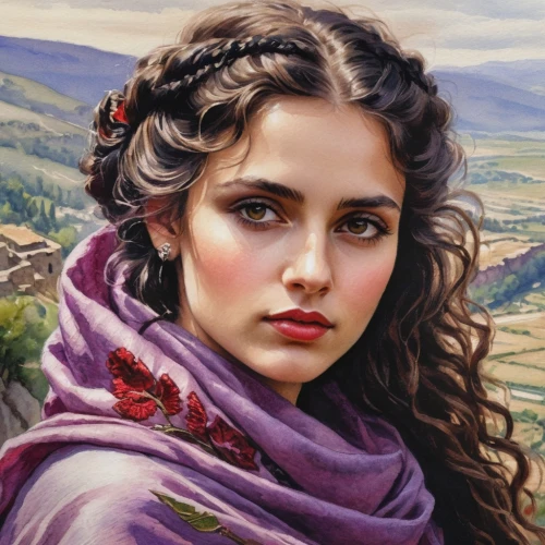 la violetta,fantasy portrait,romantic portrait,artemisia,verbena,young woman,portrait of a girl,della,tuscan,girl portrait,mystical portrait of a girl,girl with cloth,rapunzel,lena,the lavender flower,eufiliya,violet,girl in a historic way,woman portrait,young lady,Photography,General,Natural