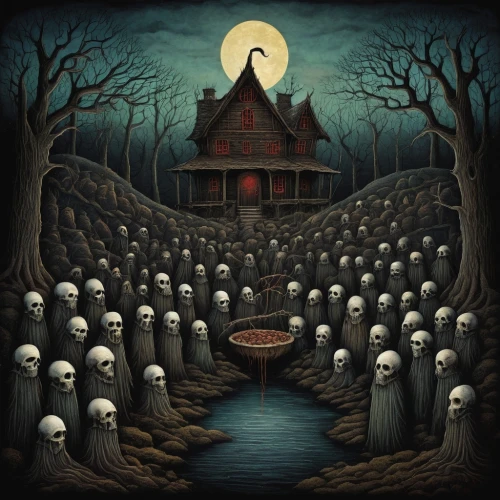witch house,the haunted house,witch's house,haunted house,creepy house,house in the forest,dark art,ghost castle,mortuary temple,dance of death,lonely house,ancient house,panopticon,haunted castle,haunt,cd cover,halloween illustration,haunted forest,haunted,house with lake,Illustration,Abstract Fantasy,Abstract Fantasy 19
