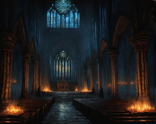 haunted cathedral,hall of the fallen,cathedral,gothic architecture,sanctuary,gothic church,nidaros cathedral,notre dame,blood church,candlelights,the cathedral,candlelight,notre-dame,illumination,gothic,sepulchre,holy places,gothic style,dark gothic mood,holy place,Illustration,Retro,Retro 09