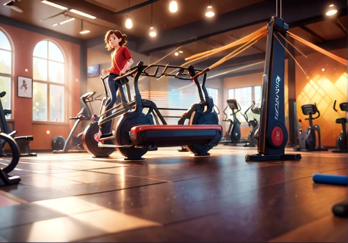 fitness room,exercise equipment,indoor cycling,fitness center,workout equipment,elliptical trainer,bodypump,indoor rower,workout items,exercise machine,weightlifting machine,fitness coach,circuit training,workout icons,leisure facility,sport aerobics,personal trainer,bicycle trainer,physical fitness,aerobic exercise,Anime,Anime,Cartoon
